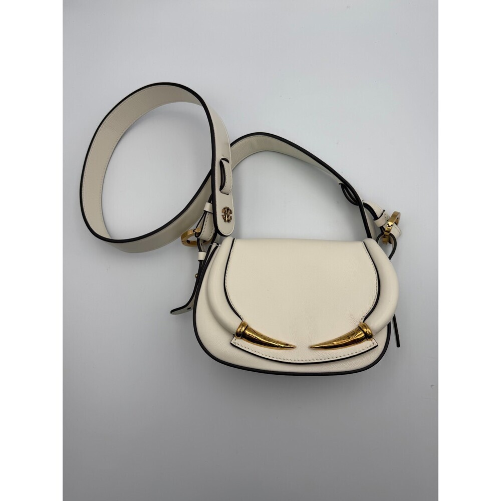 Vintage Roberto Cavalli Fang Bang Shoulder Bag Womens White Small Saddle Luxury - Picture 1 of 12